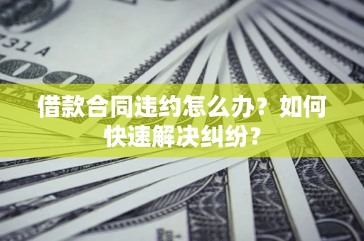 武汉借款合同违约怎么办？如何快速解决纠纷？